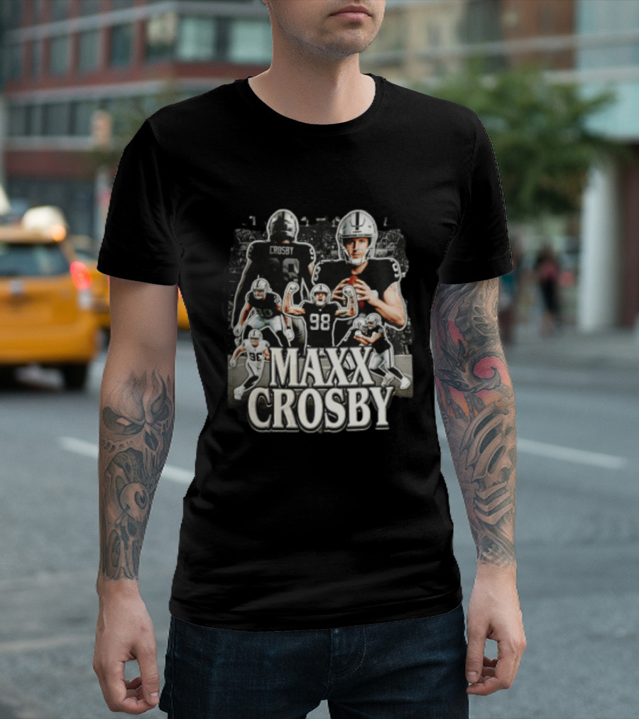 Las Vegas Raiders Maxx Crosby Multiple Action Poses Football Player T-Shirt