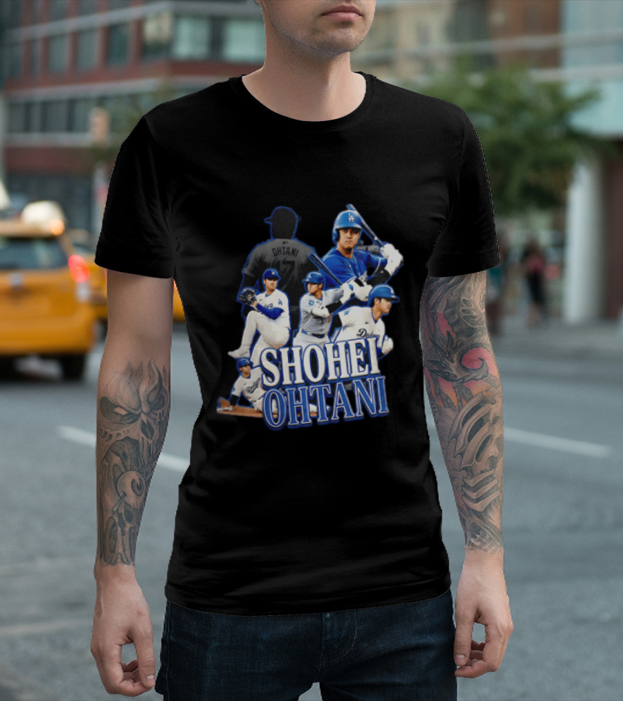 Los Angeles Dodgers Shohei Ohtani Baseball Player Collage T-Shirt