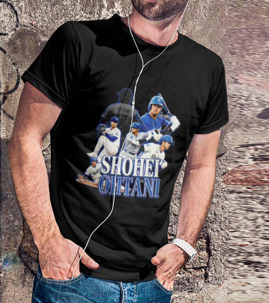 Los Angeles Dodgers Shohei Ohtani Baseball Player Collage T-Shirt