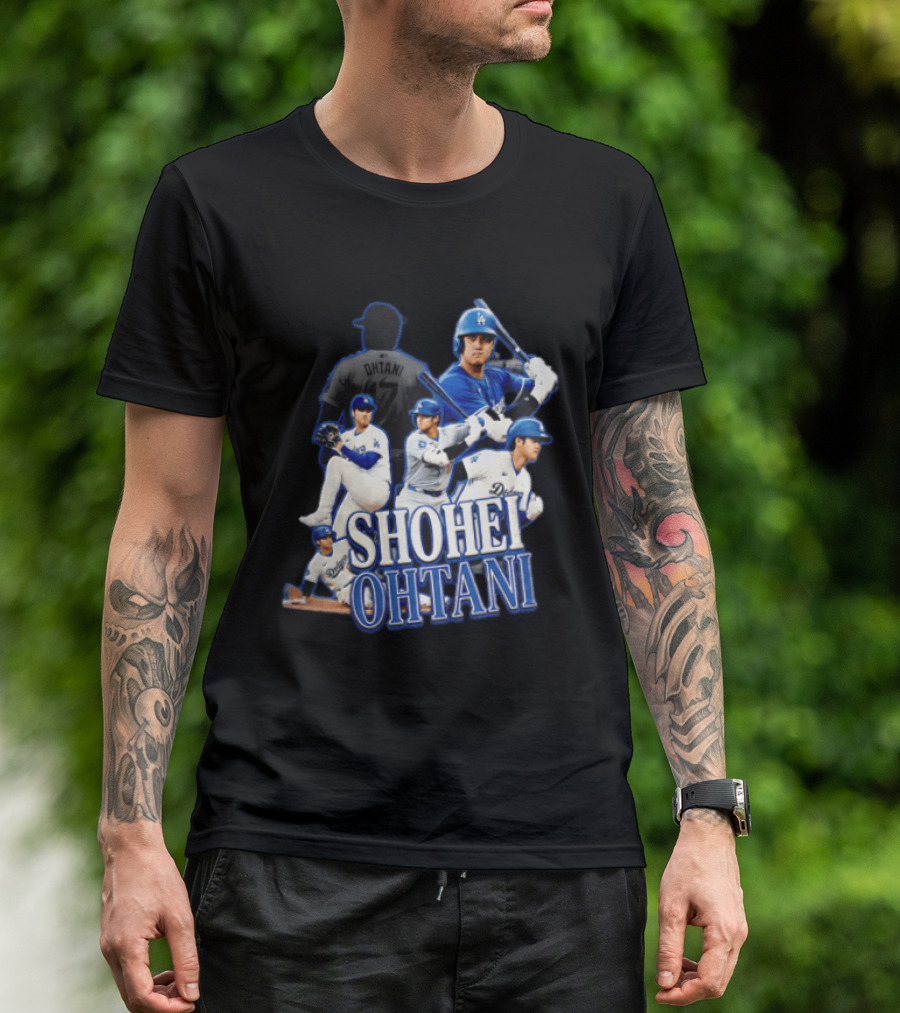 Los Angeles Dodgers Shohei Ohtani Baseball Player Collage T-Shirt