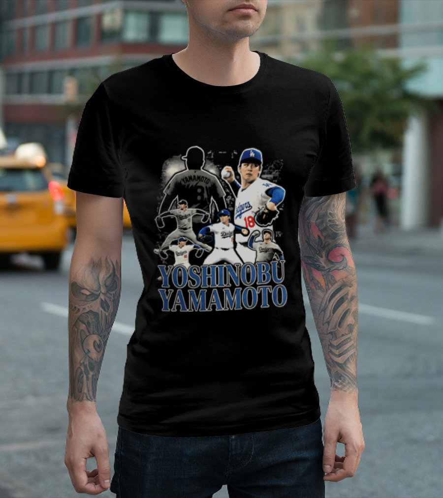 Yoshinobu Yamamoto Los Angeles Dodgers Pitcher Action Poses T-Shirt