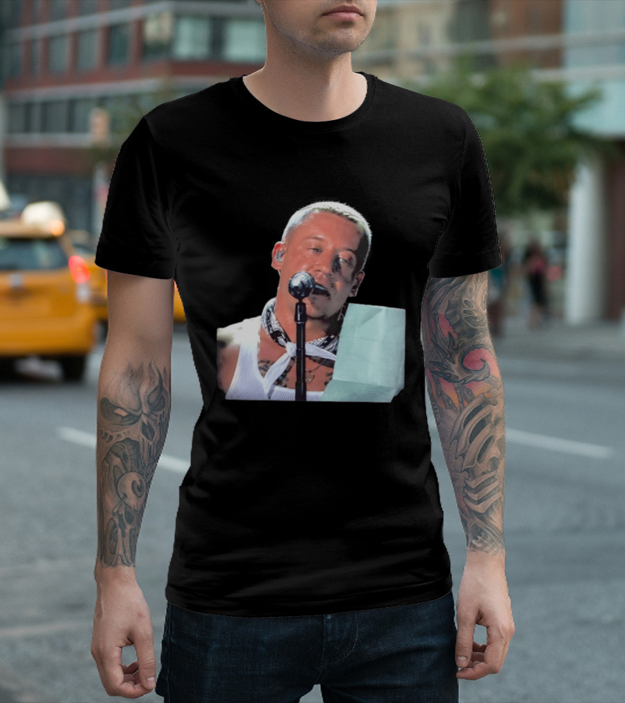 Macklemore White Bandana Performance Look Rapper T-Shirt