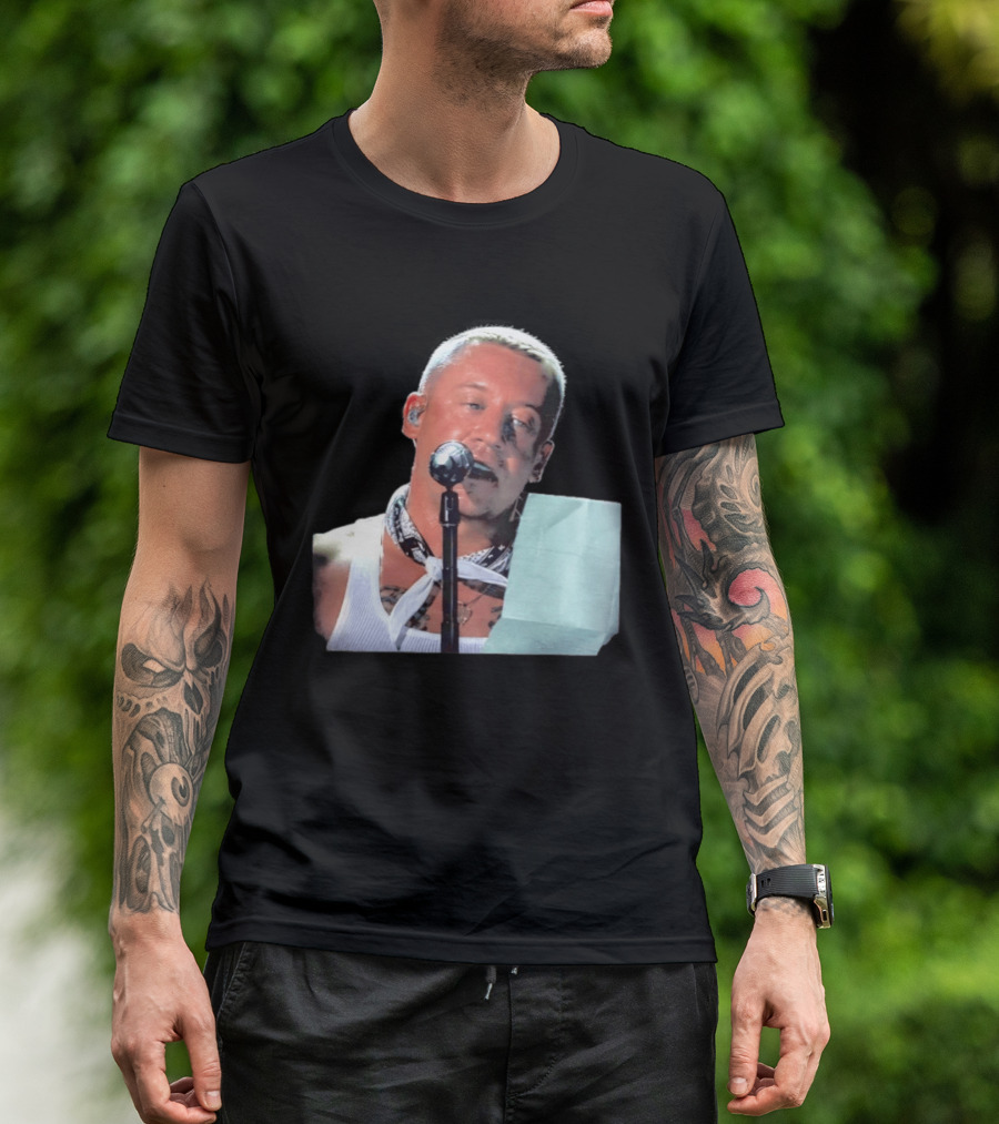 Macklemore White Bandana Performance Look Rapper T-Shirt