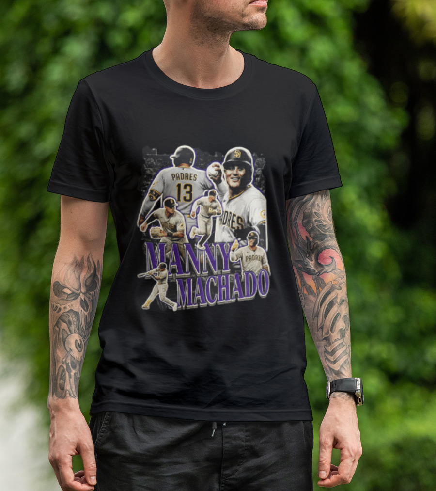 Manny Machado San Diego Padres MLB Baseball Star Player Collage T-Shirt