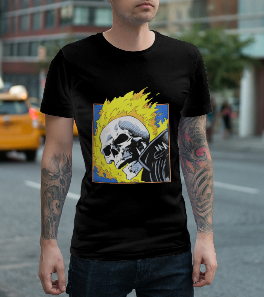 Marvel Ghost Rider Flaming Skull 1976 Comic Cover T-Shirt