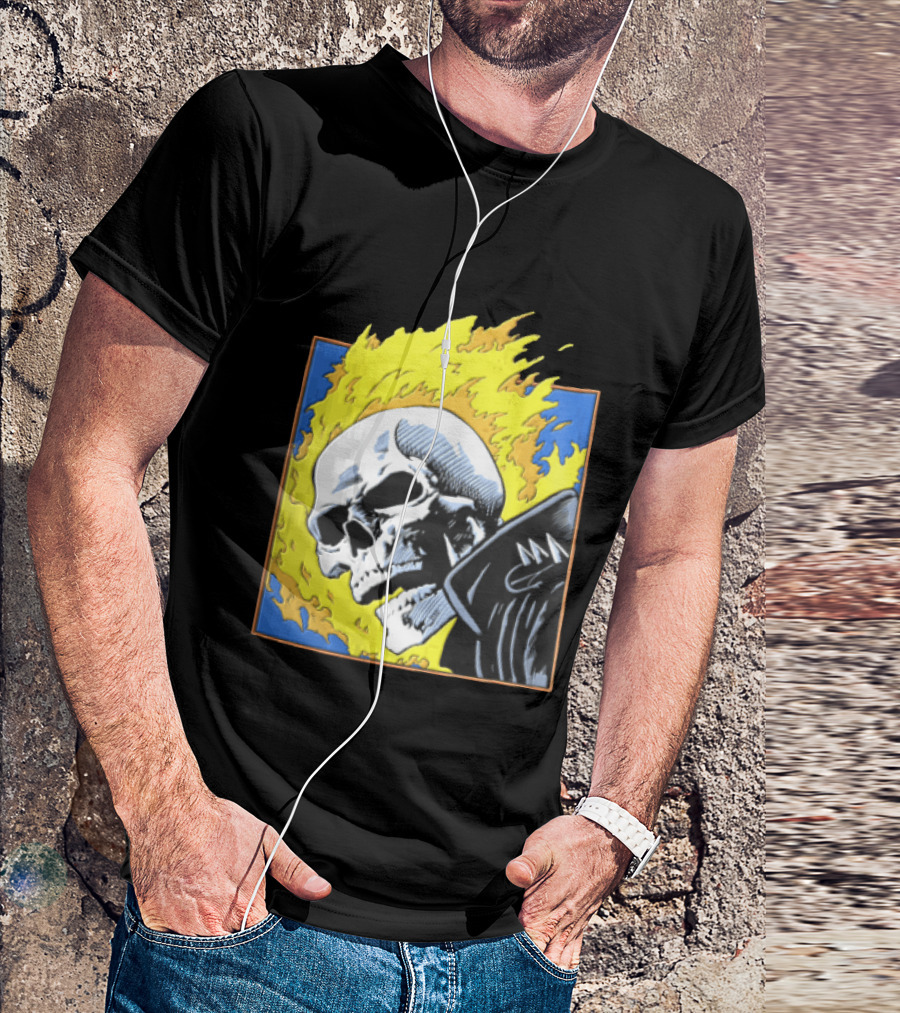 Marvel Ghost Rider Flaming Skull 1976 Comic Cover T-Shirt