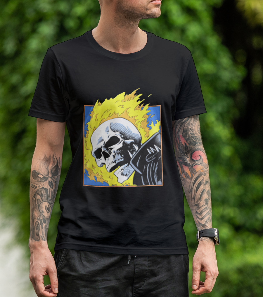 Marvel Ghost Rider Flaming Skull 1976 Comic Cover T-Shirt