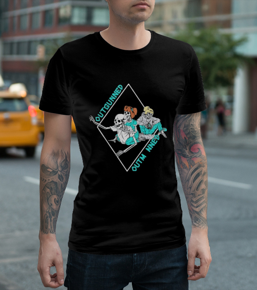Outgunned Outmanned Skeleton Trio Casual T-Shirt