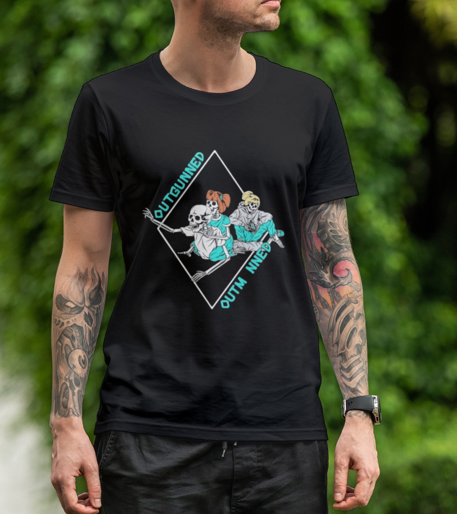 Outgunned Outmanned Skeleton Trio Casual T-Shirt