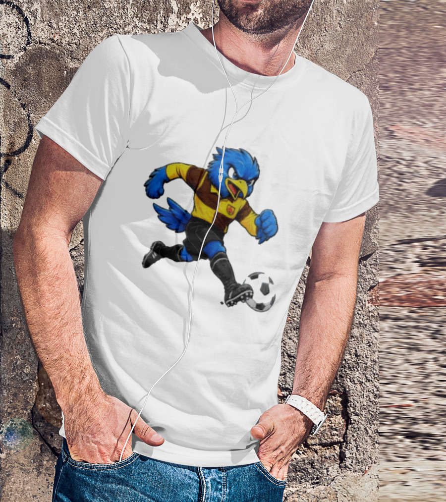 Cardiff Riverside Football Bluebird Mascot Soccer Player T-Shirt