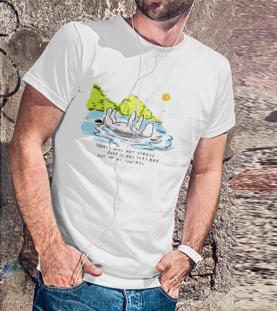 Eeyore Floating Relaxed With Sun Today I Will Not Stress Over Things That Are Out Of My Control T-Shirt
