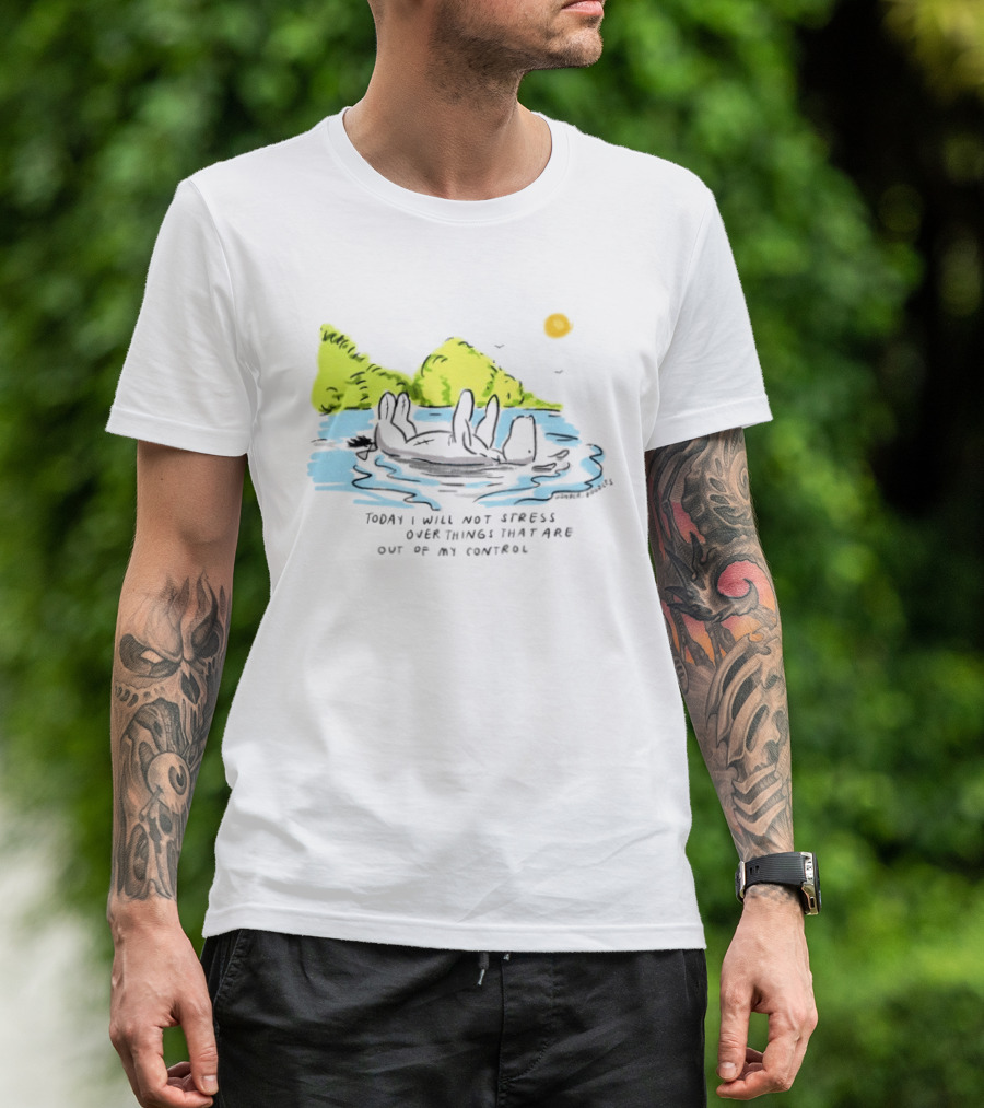 Eeyore Floating Relaxed With Sun Today I Will Not Stress Over Things That Are Out Of My Control T-Shirt