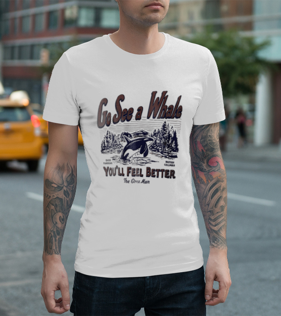 Go See A Whale You'll Feel Better Orca Jumping Forest Scene T-Shirt