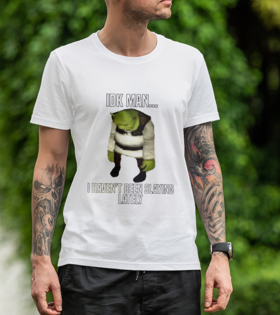 IDK Man Shrek I Haven't Been Slaying Lately Meme Text Image Iconic Movie T-Shirt