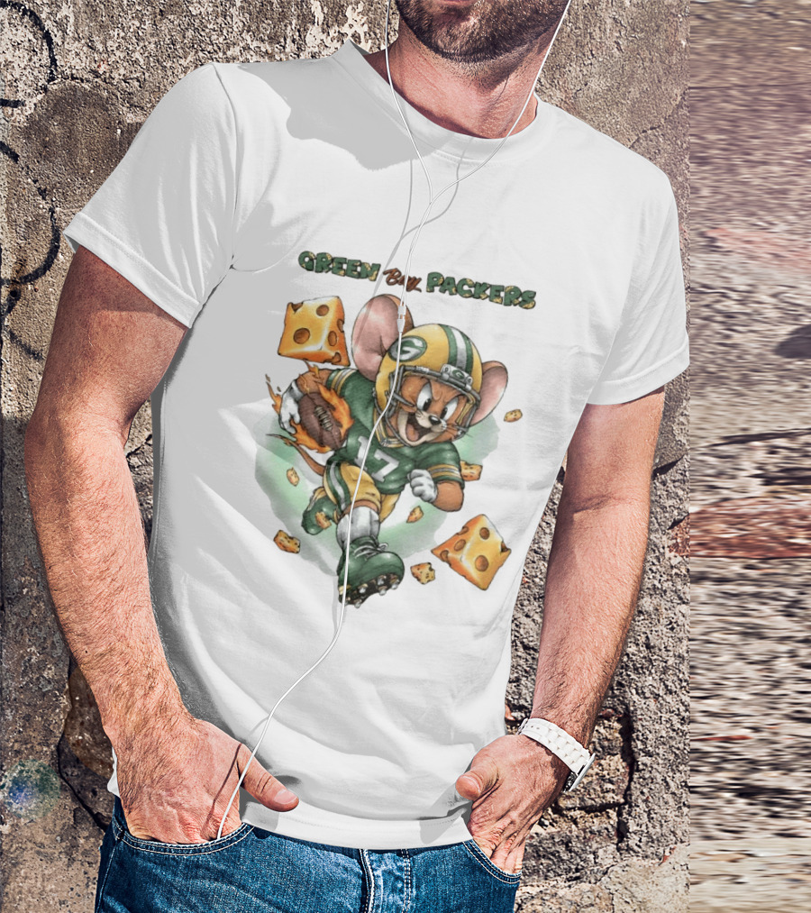 Green Bay Packers 17 Jerry Mouse Football Cheese T-Shirt