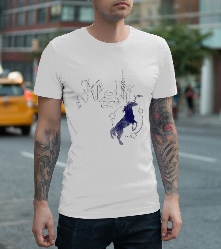 Keshi Stallion Star Circle Horse Blue T-Shirt