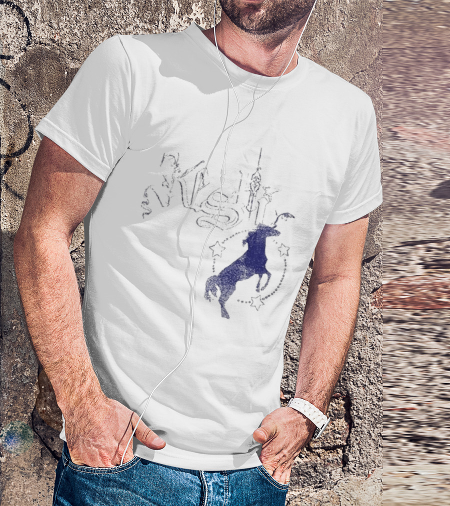 Keshi Stallion Star Circle Horse Blue T-Shirt