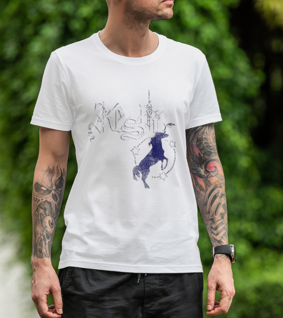 Keshi Stallion Star Circle Horse Blue T-Shirt