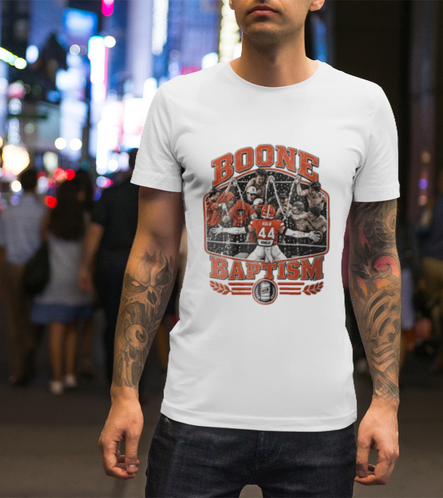 Boone Baptism Kolb Douglas Football Players Spraying Beer Celebration T-Shirt
