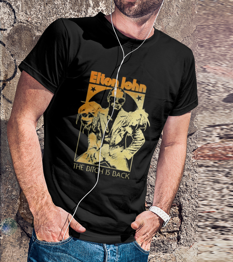 Elton John The Bitch Is Back Retro Style Gold T-Shirt