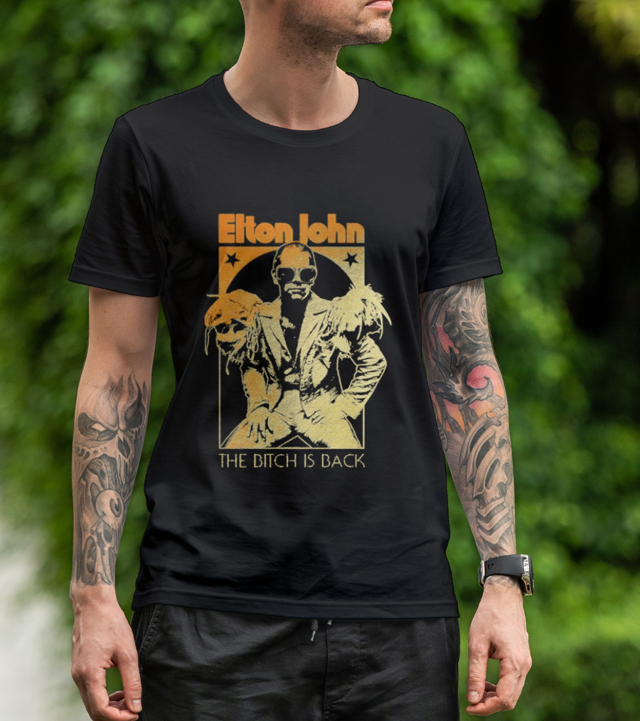 Elton John The Bitch Is Back Retro Style Gold T-Shirt