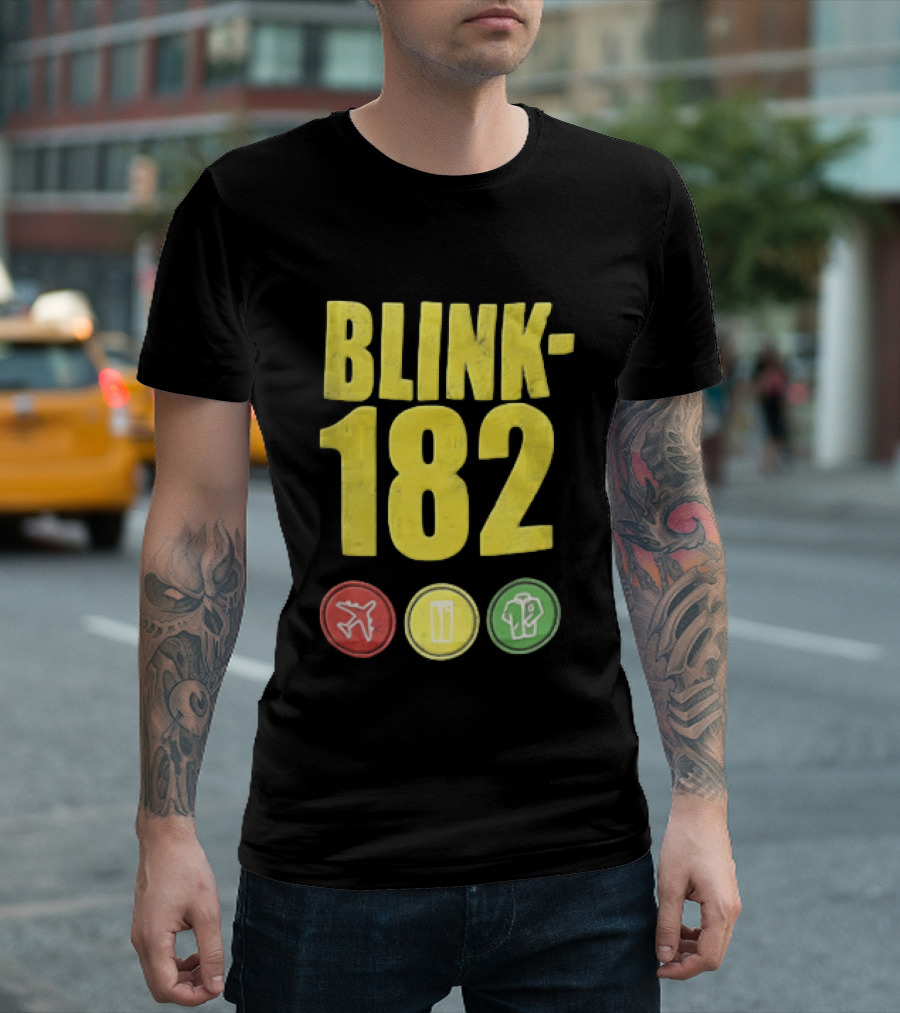 Blink 182 Yellow Airplane Glass T-Shirt