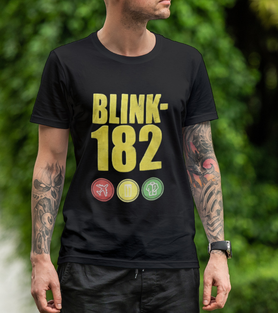 Blink 182 Yellow Airplane Glass T-Shirt