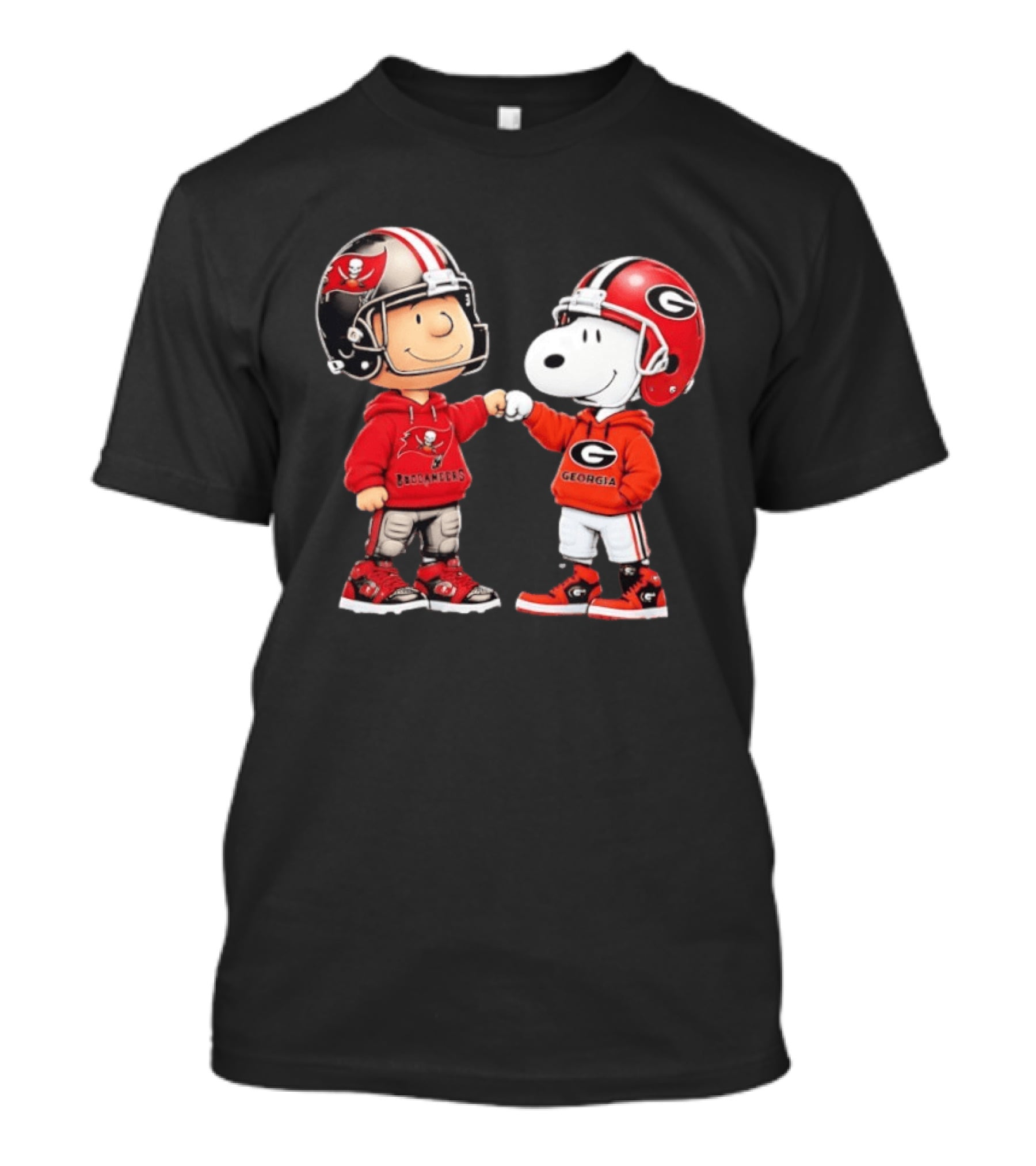 Charlie Brown Snoopy Tampa Bay Buccaneers Georgia Bulldogs Fist Bump T-Shirt