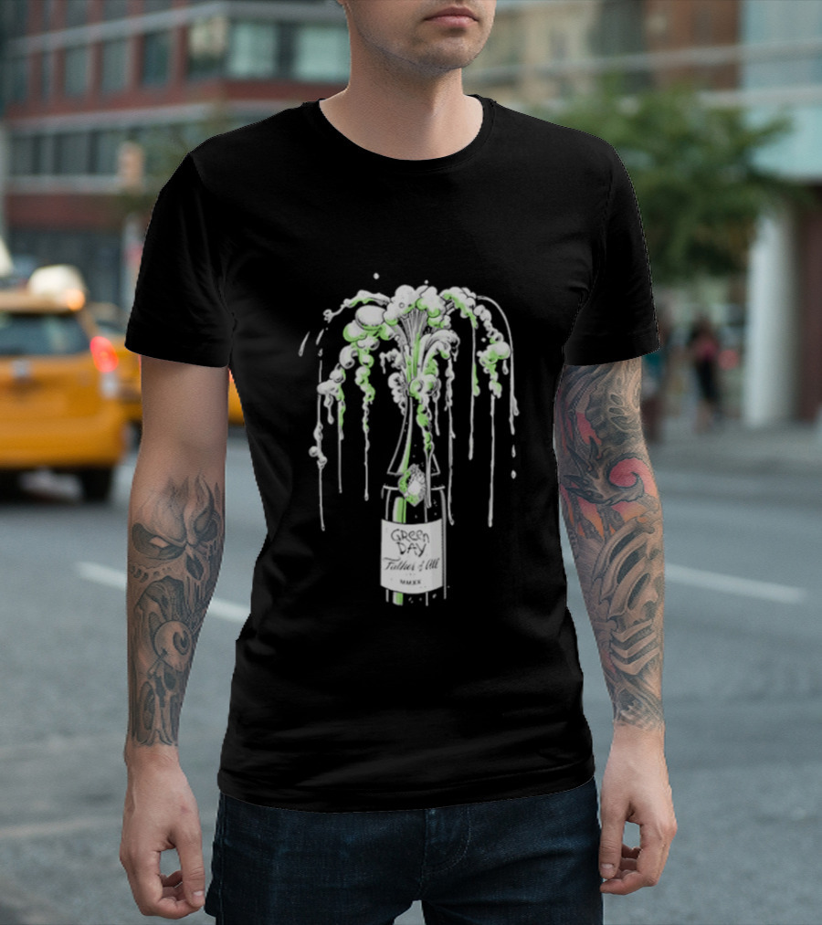 Green Day Father Of All Champagne Unicorn Bottle Burst T-Shirt