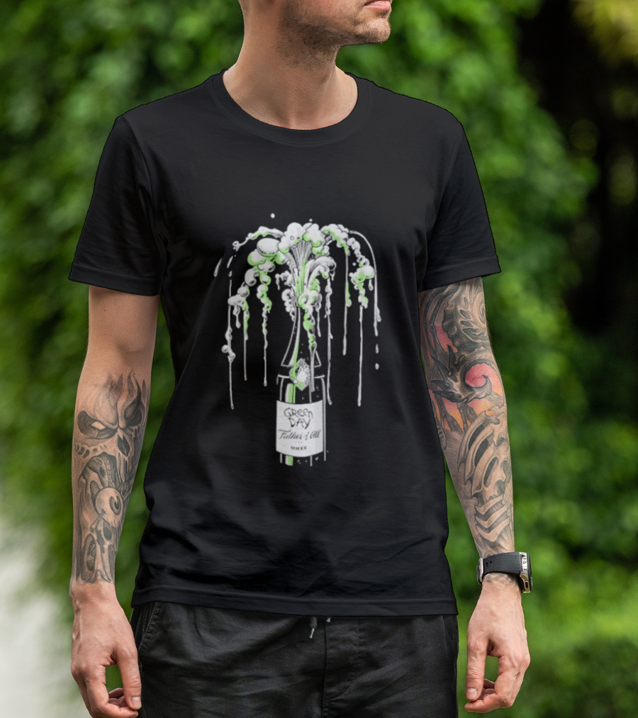 Green Day Father Of All Champagne Unicorn Bottle Burst T-Shirt