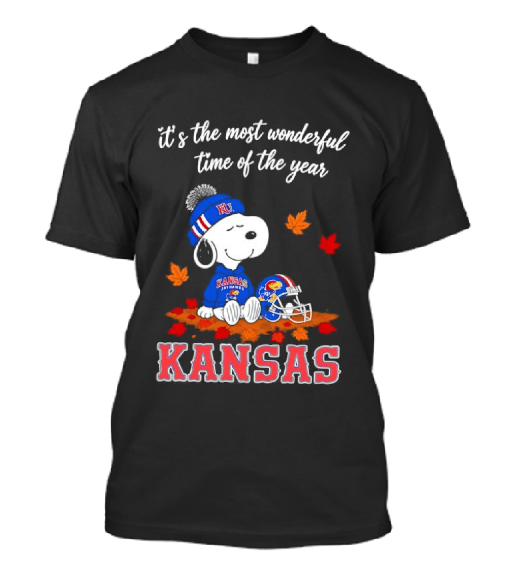 Kansas Jayhawks Snoopy It's The Most Wonderful Time Of The Year T-Shirt