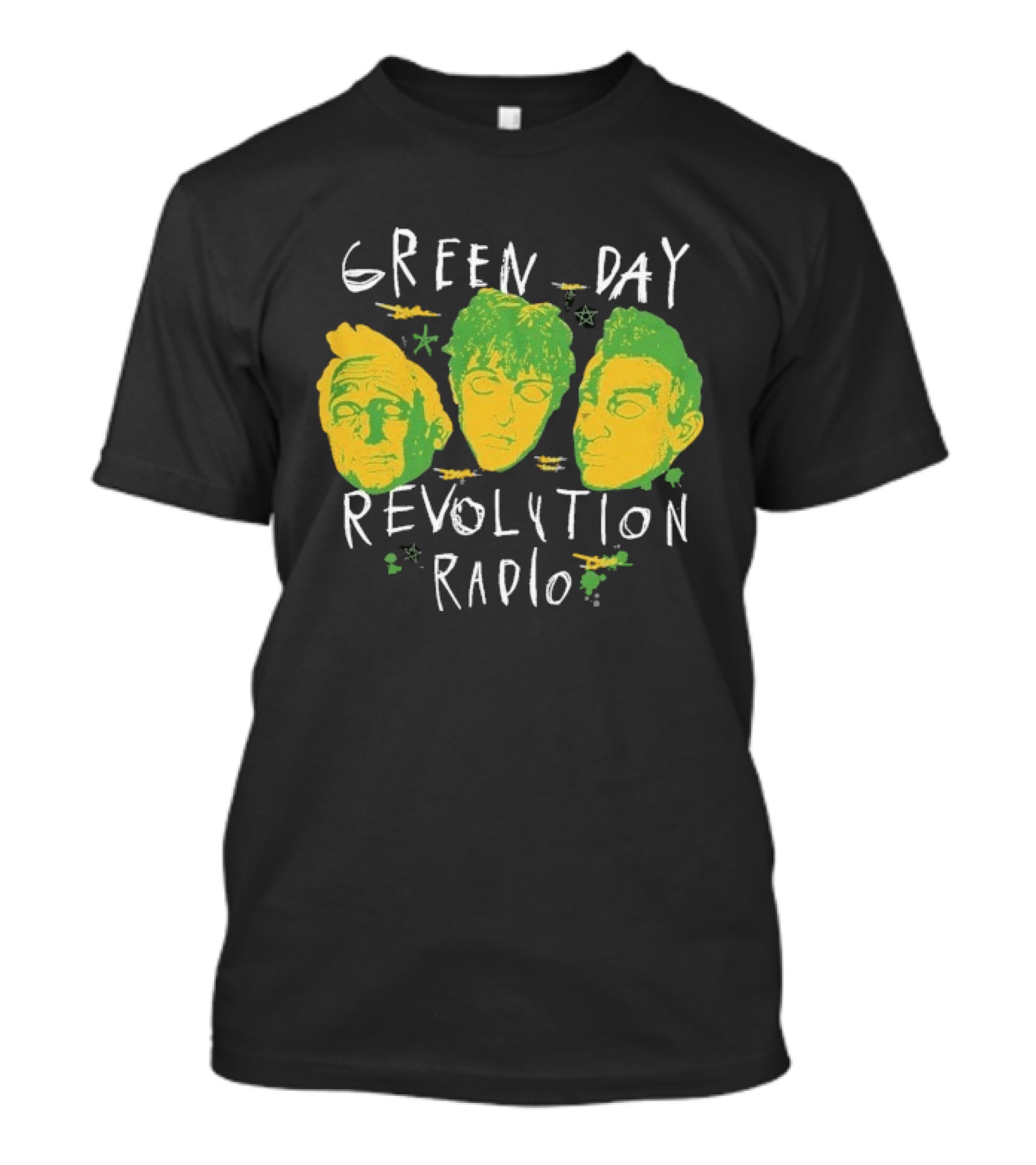 Green Day Revolution Radio Scribble Mask Faces T-Shirt