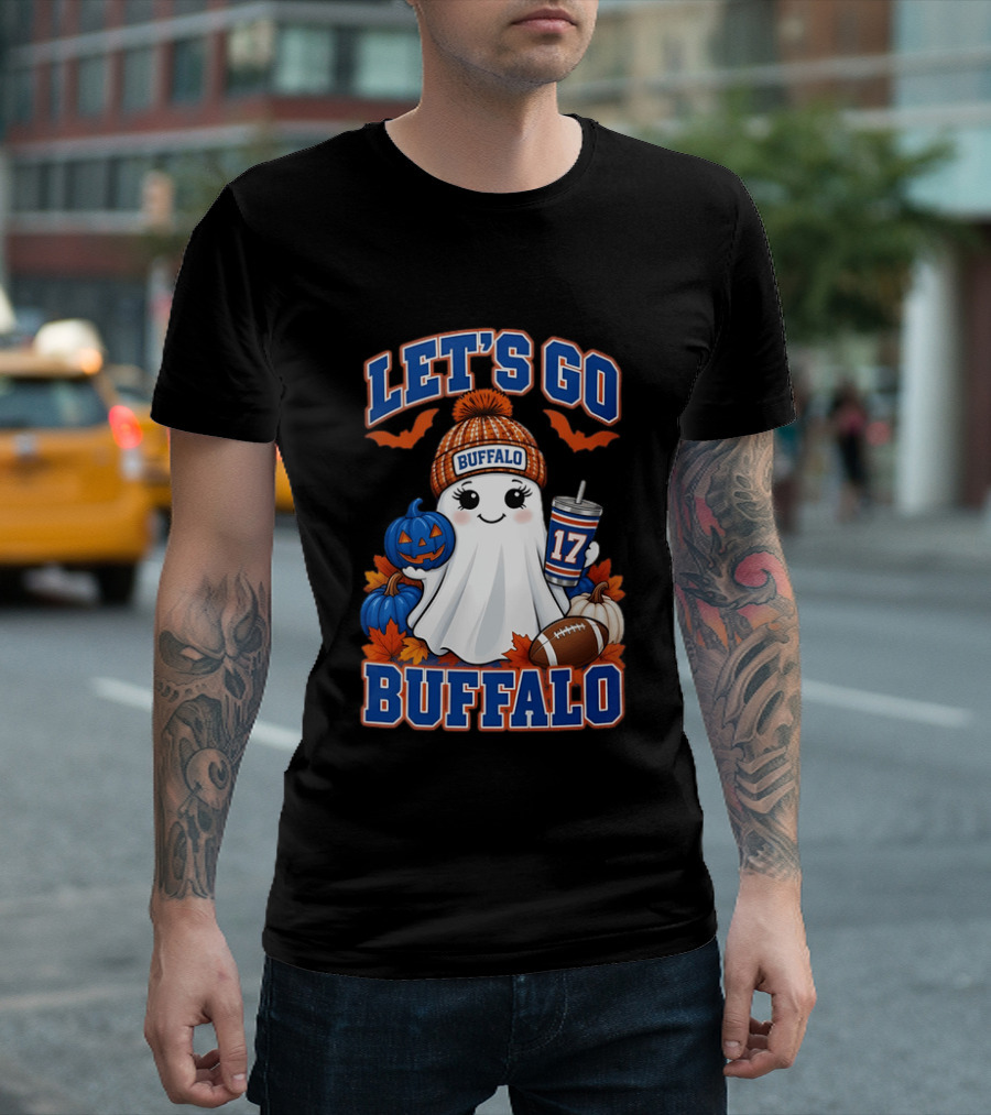 Let's Go Buffalo Halloween Ghost Football Festive Pumpkins 2026 T-Shirt