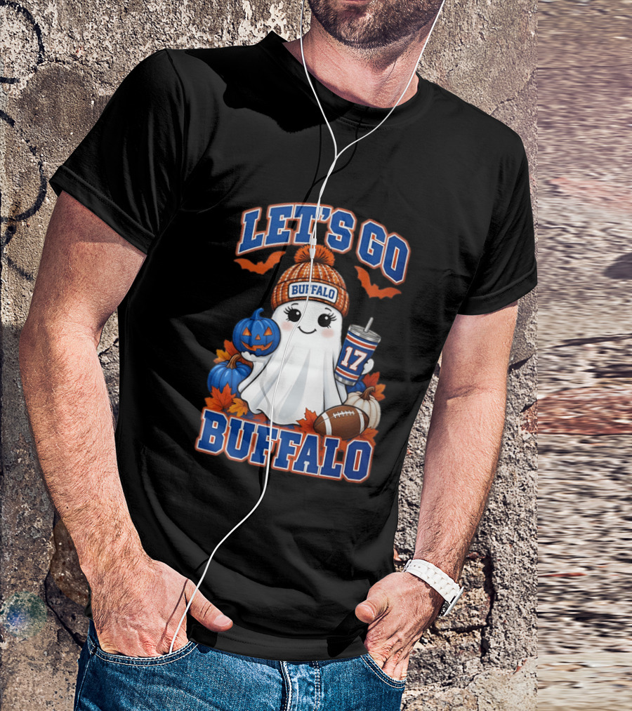 Let's Go Buffalo Halloween Ghost Football Festive Pumpkins 2026 T-Shirt