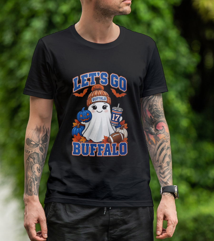 Let's Go Buffalo Halloween Ghost Football Festive Pumpkins 2026 T-Shirt