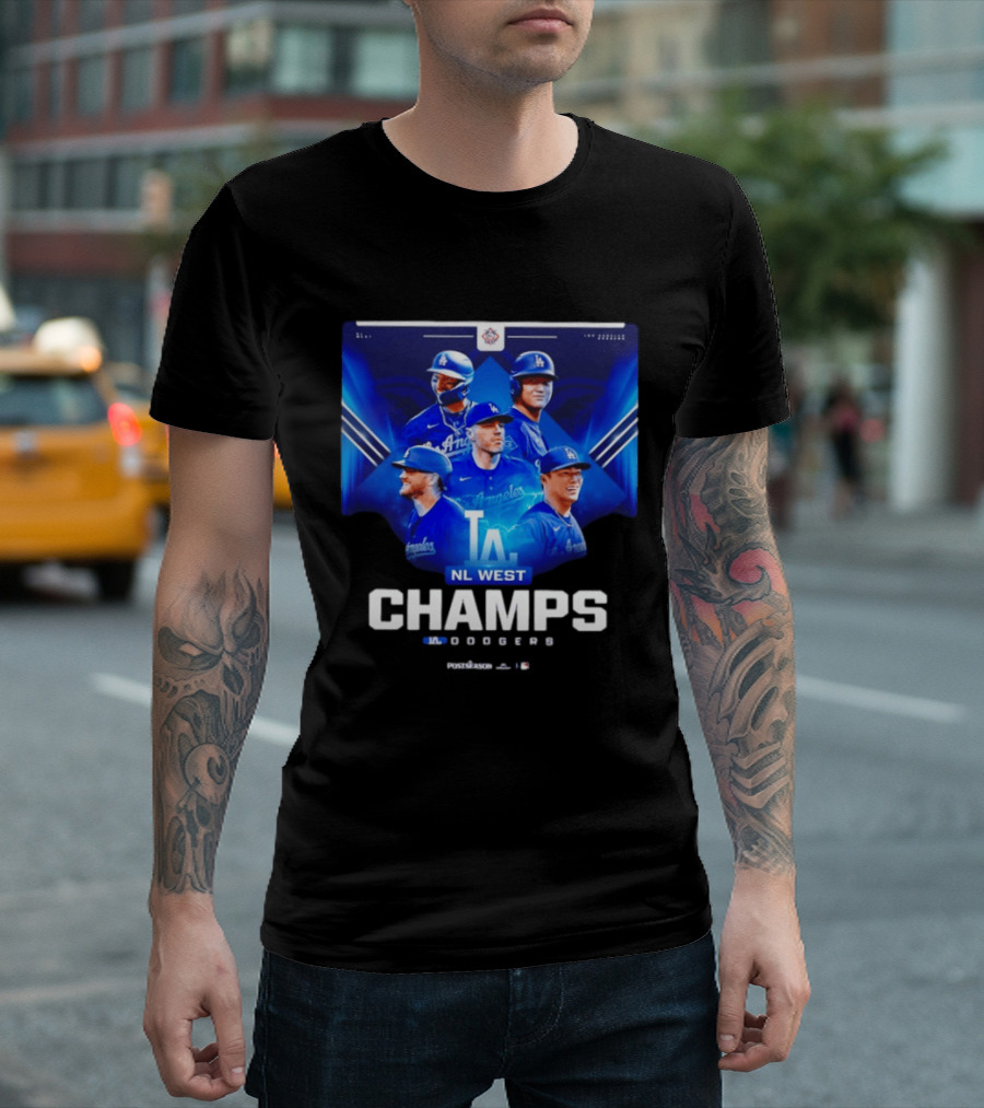 Los Angeles Dodgers NL West Champs 2026 Postseason Player Collage T-Shirt