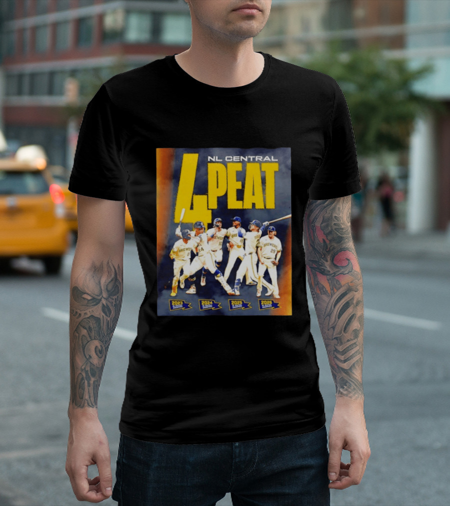 Milwaukee Brewers 4 Peat NL Central Champs 2023 2026 Players Edition T-Shirt