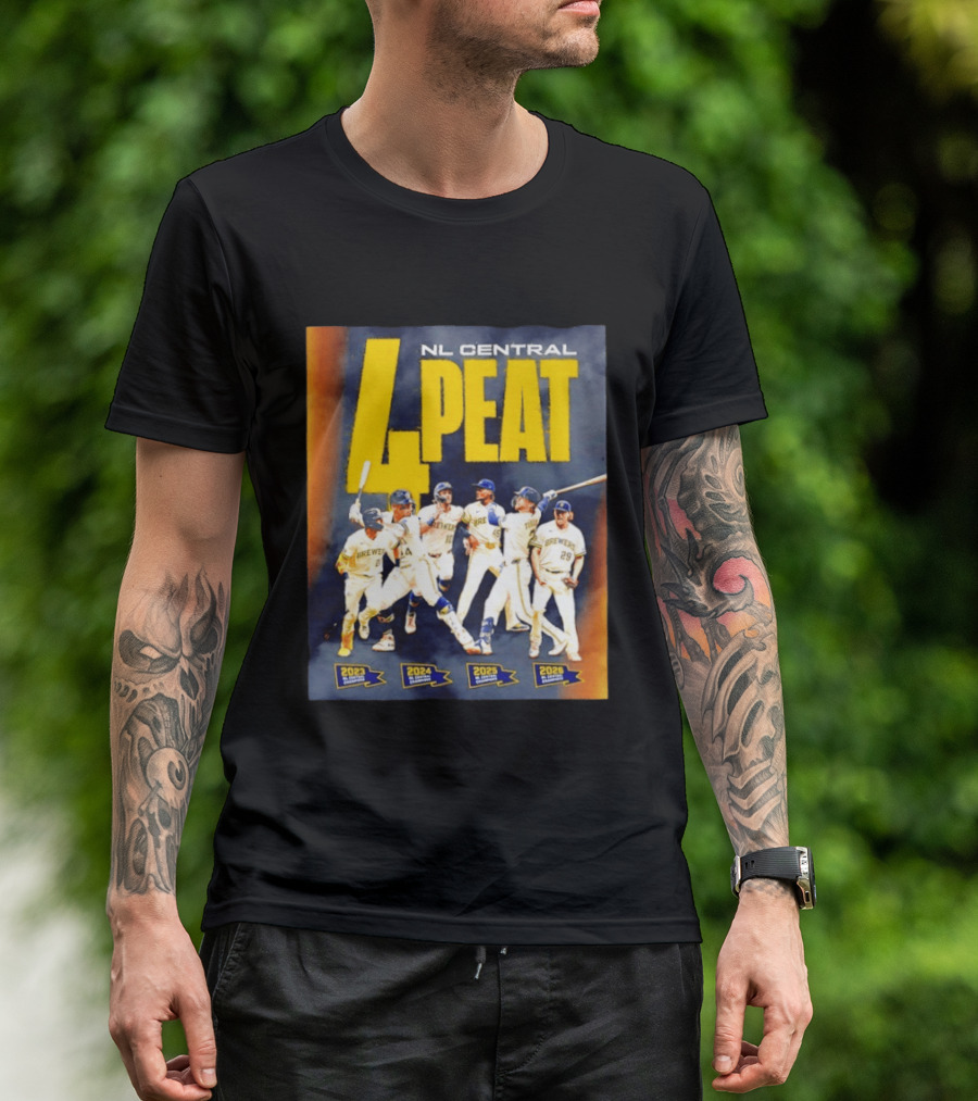 Milwaukee Brewers 4 Peat NL Central Champs 2023 2026 Players Edition T-Shirt