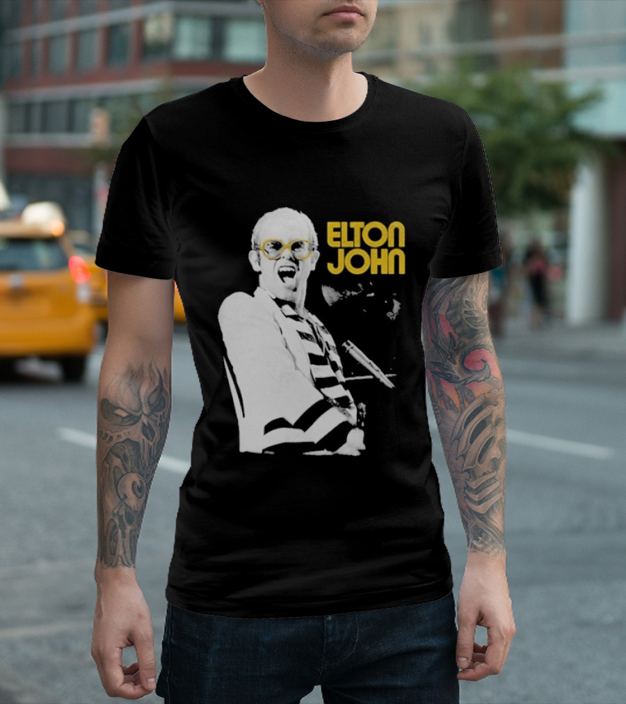 Elton John Classic Concert Series Iconic Glasses And Microphone T-Shirt