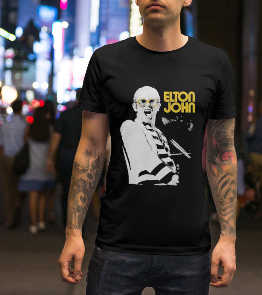 Elton John Classic Concert Series Iconic Glasses And Microphone T-Shirt