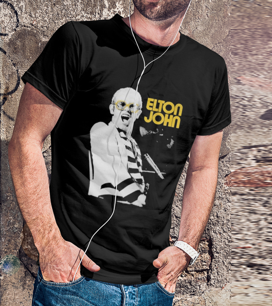 Elton John Classic Concert Series Iconic Glasses And Microphone T-Shirt