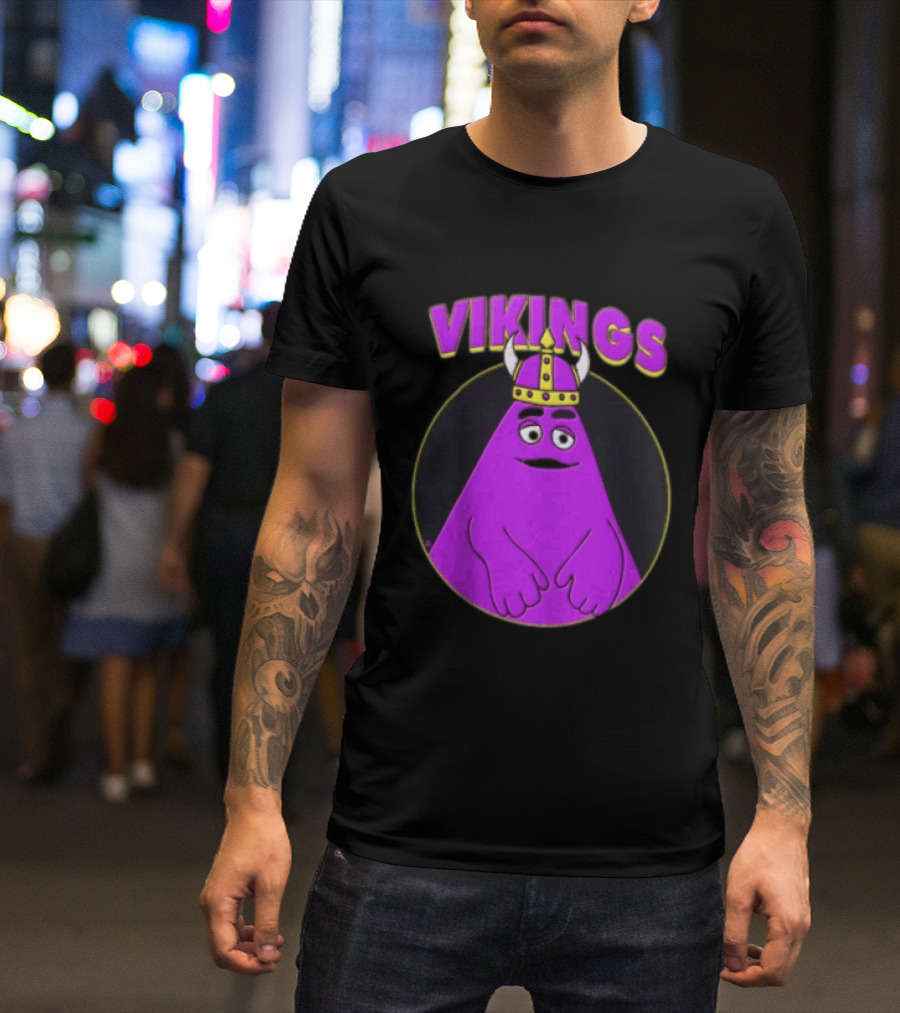 Vikings Purple Character With Horned Helmet T-Shirt