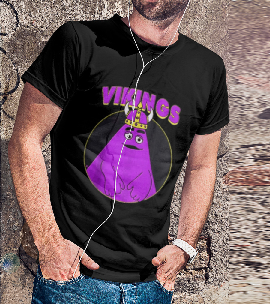Vikings Purple Character With Horned Helmet T-Shirt