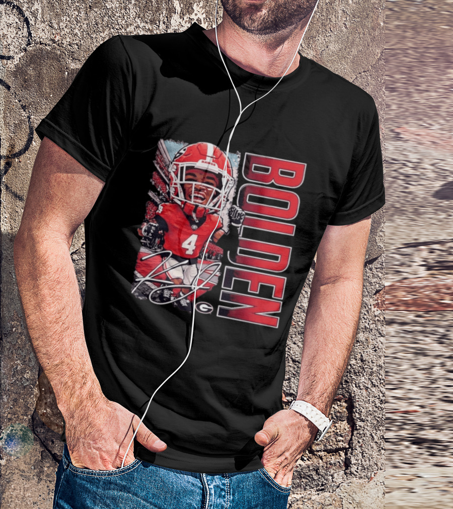 Georgia Bulldogs Football KJ Bolden No 4 Bobble Head Caricature T-Shirt