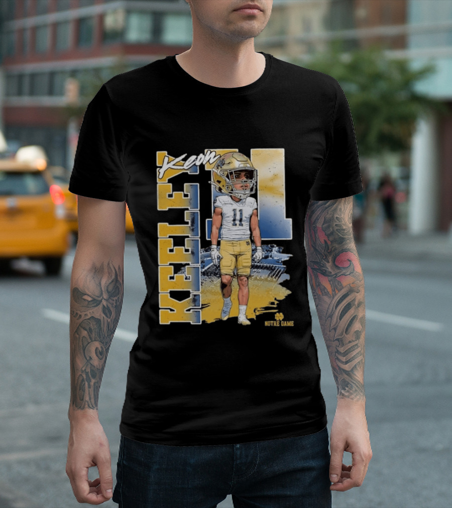 Notre Dame Fighting Irish Keon Keeley No 11 NCAA Football Caricature T-Shirt