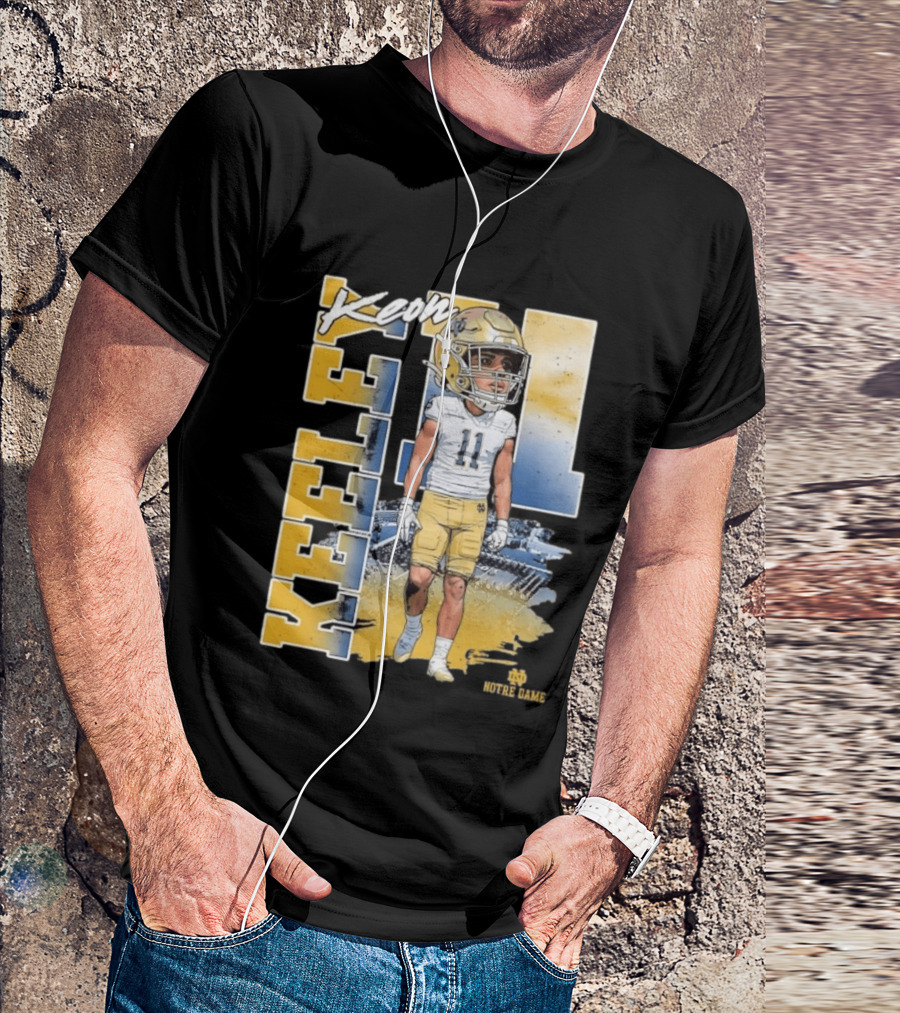Notre Dame Fighting Irish Keon Keeley No 11 NCAA Football Caricature T-Shirt