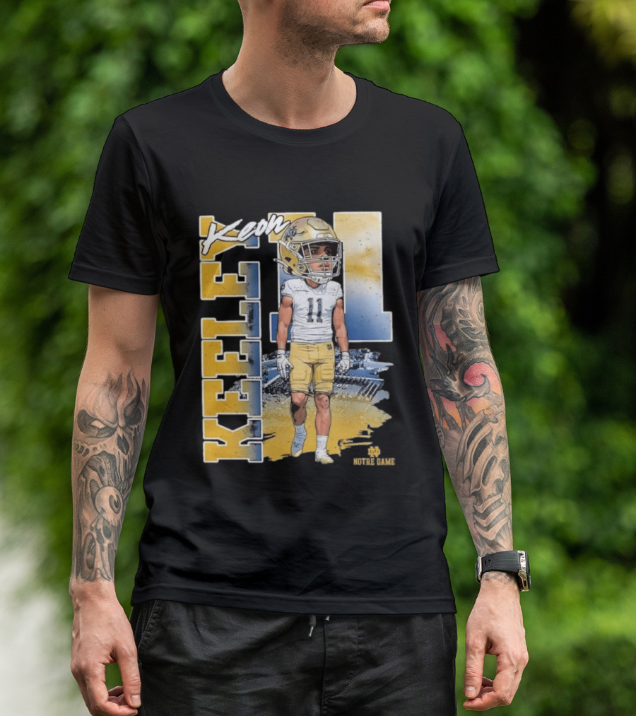 Notre Dame Fighting Irish Keon Keeley No 11 NCAA Football Caricature T-Shirt