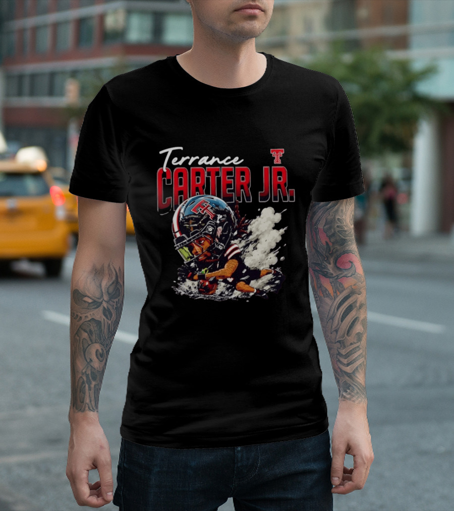 Terrance Carter Jr Texas Tech Red Raiders NCAA Football Bobblehead Caricature T-Shirt
