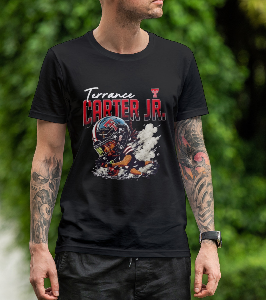 Terrance Carter Jr Texas Tech Red Raiders NCAA Football Bobblehead Caricature T-Shirt