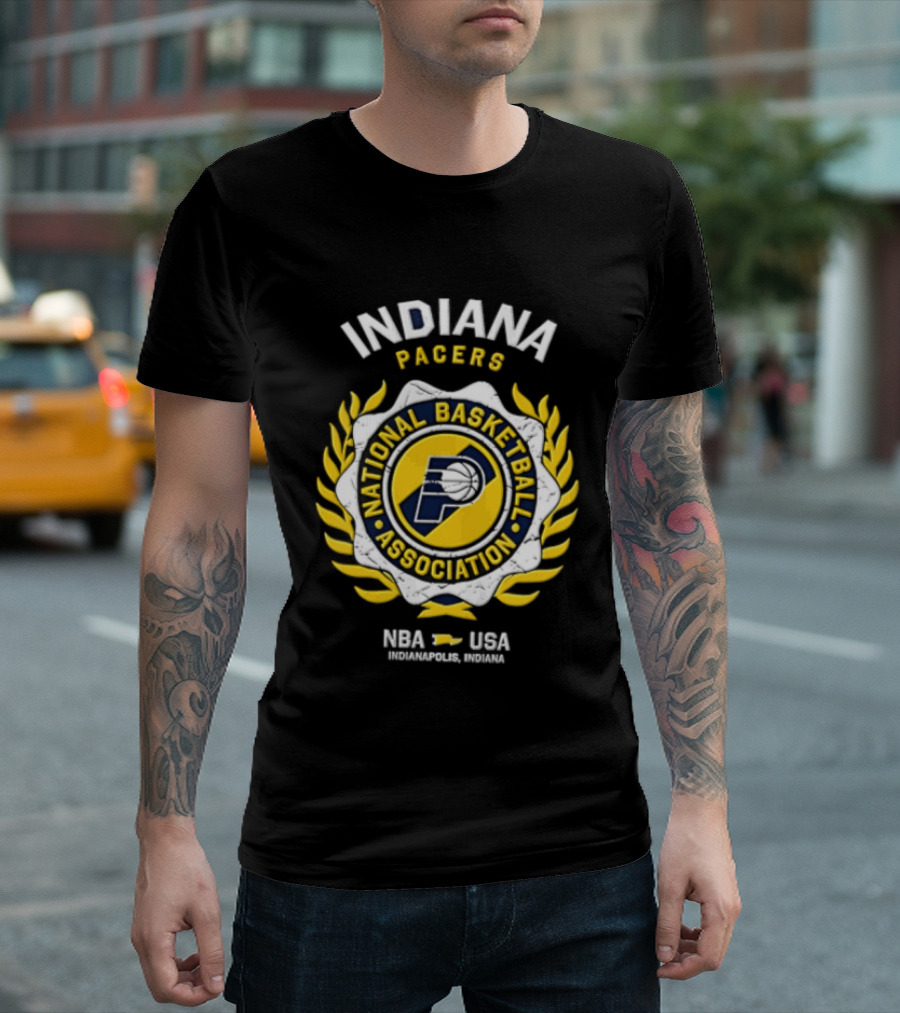 Indiana Pacers NBA National Basketball Association Laurel Wreath T-Shirt